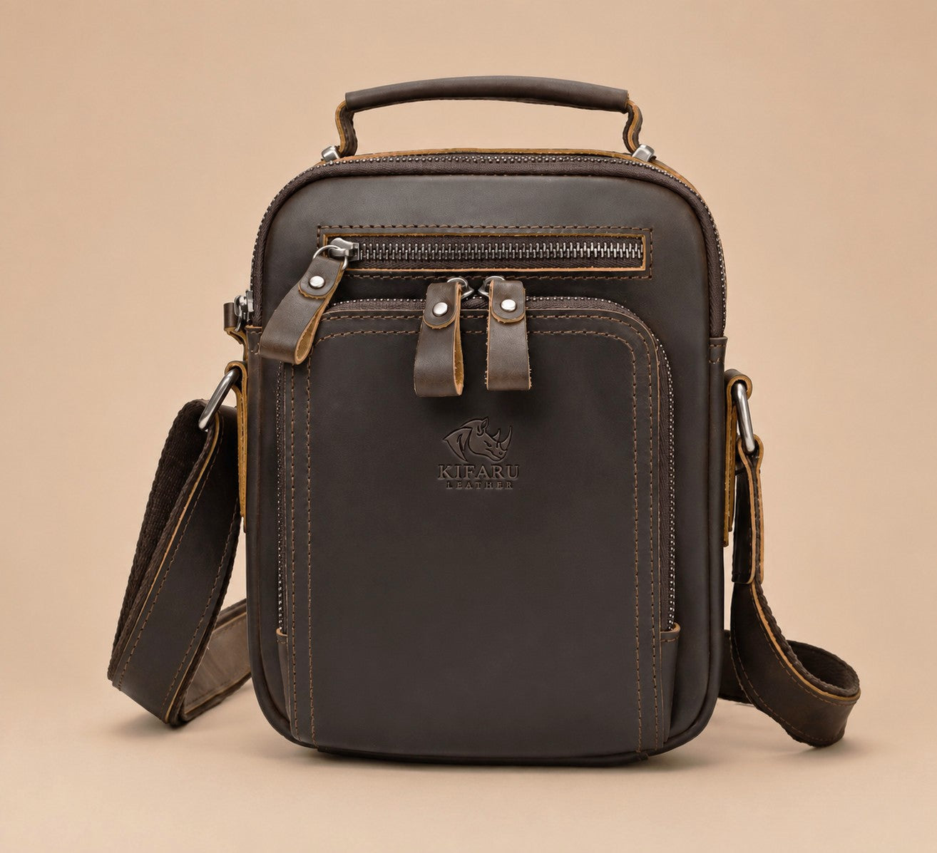 Kifaru Leather Coffee Brown Cross Body Bag