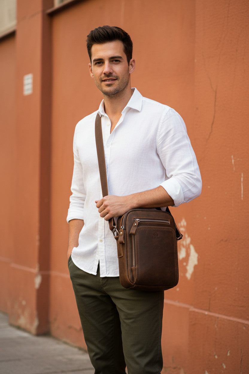 Kifaru Leather Coffee Brown Cross Body Bag