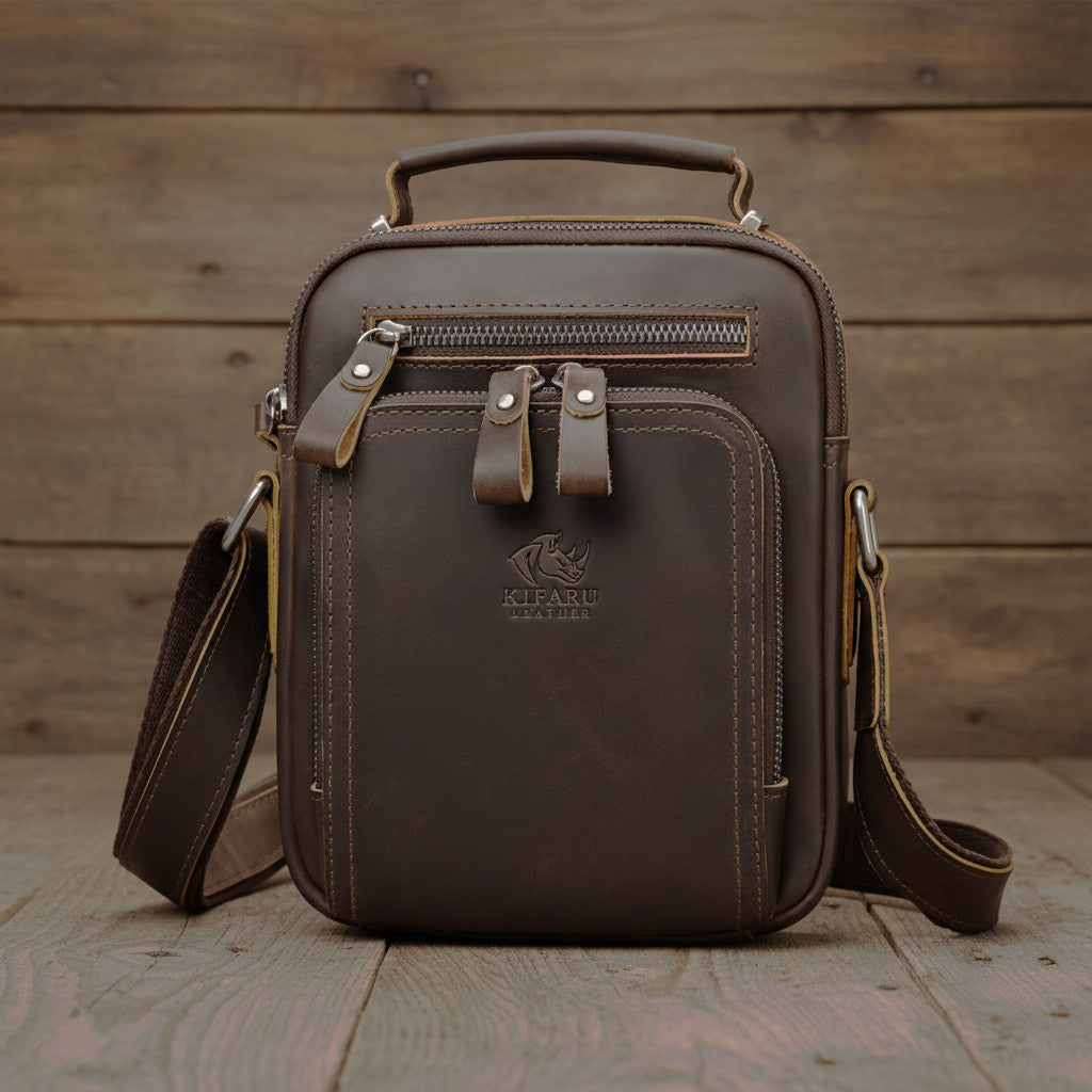 Kifaru Leather Coffee Brown Cross Body Bag